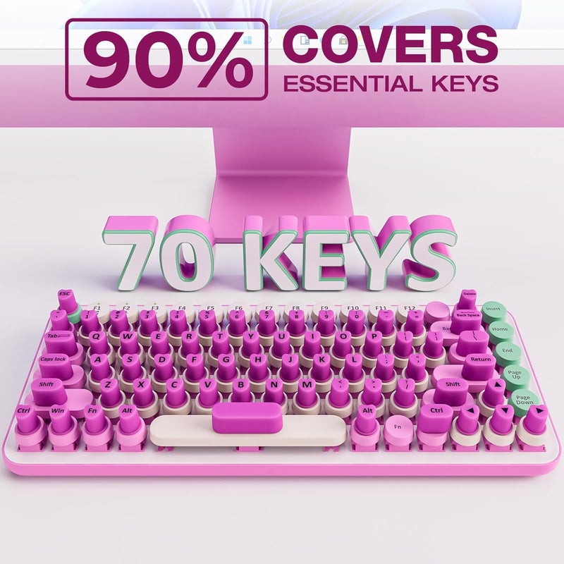 Udefineit 70PCS Keyboard Sticker for Long Nails, Self-Adhesive Raised Nail Art Typing Keycaps, Soft Long Nail Keyboard Stickers for Desktop PC Keys Cover, Heart-Shaped Keyboard Nail Bubbles for Women - Purple - Image 5